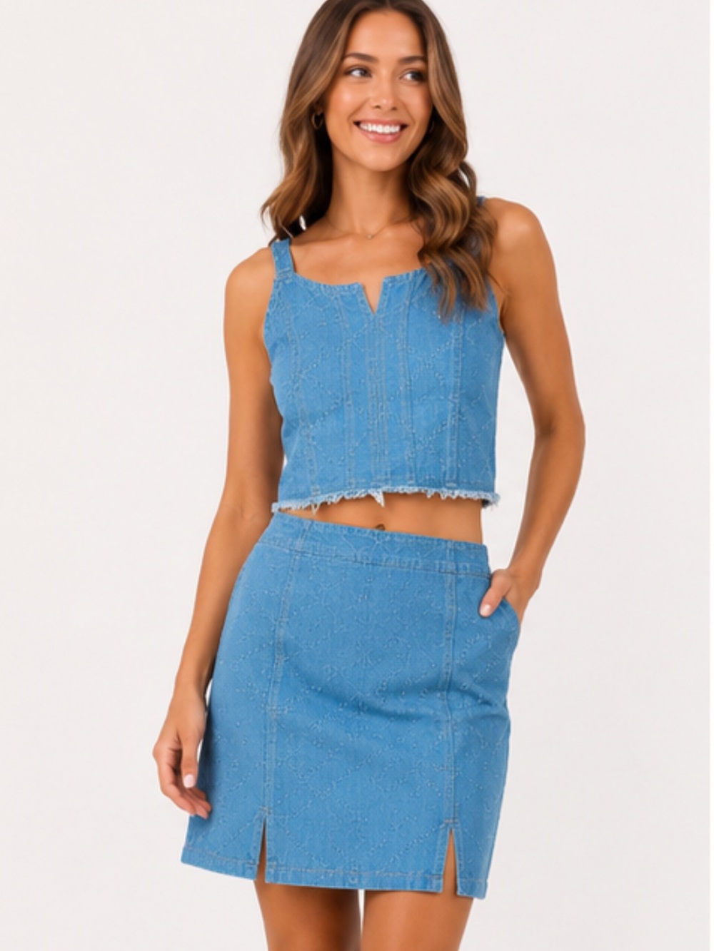 ✨NWOT✨ Darling Denim Set - Cropped Tank and Mini Skirt